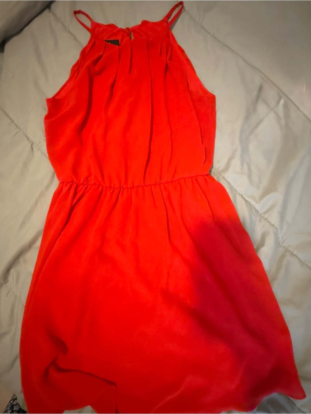 by & by Bright Red Sleeveless Halter Dress